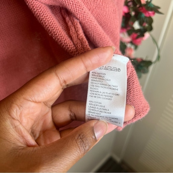 🌹Urban Outfitters Pink Sweater Tie Detail Blouse Womens Small Mauve - Picture 2 of 8